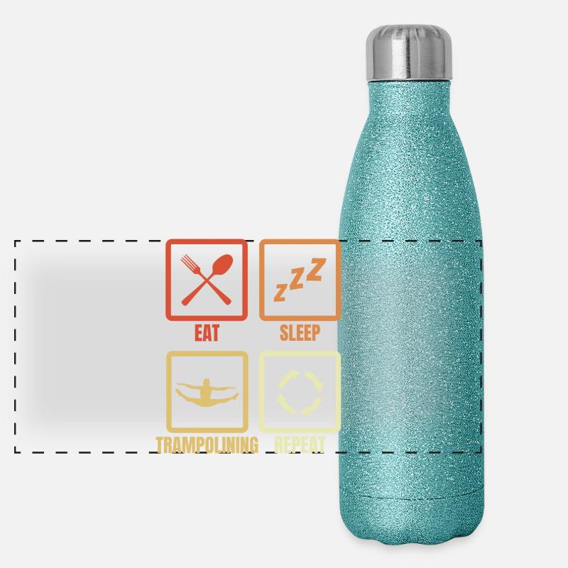 Eat Sleep Trampoline Repeat Panoramic Glitter Thermal Bottle 500 ml