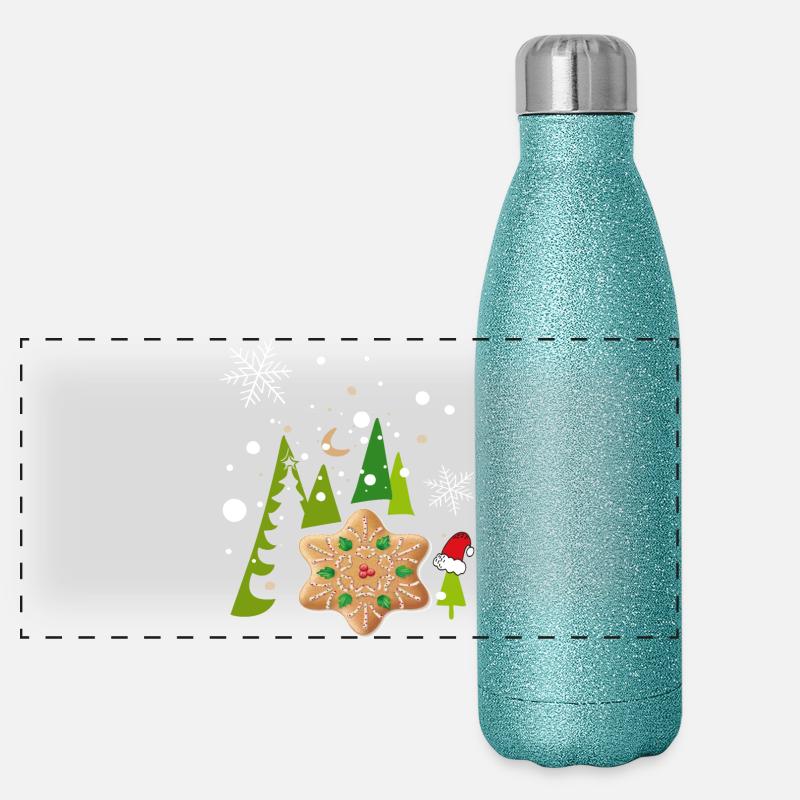 Advent, Pfefferkuchen, Kekse Panorama Glitzer Isolierflasche 500 ml