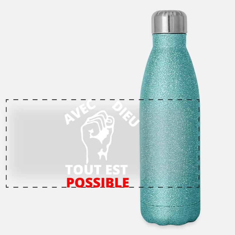 Faust des Protests, inspirierende Botschaft der Solidarität Panorama Glitzer Isolierflasche 500 ml