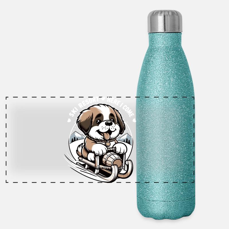 Bernhardiner Hund Panorama Glitzer Isolierflasche 500 ml
