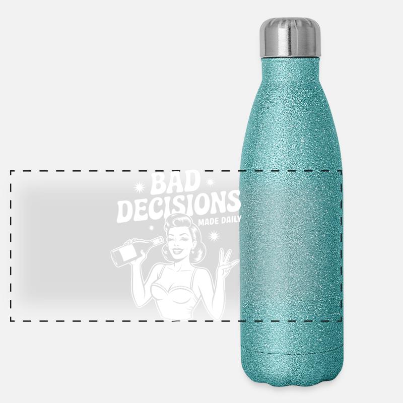 Schlechte Entscheidungen Täglich Retro Pinup Panorama Glitzer Isolierflasche 500 ml