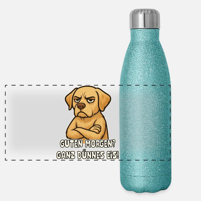 Chien sarcastique Labrador Gourde isotherme panoramique pailletée 500 ml