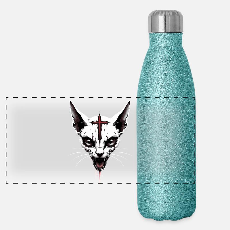 Sphynx Chat Gothique Croix Sinistre Occulte Satanique Gourde isotherme panoramique pailletée 500 ml