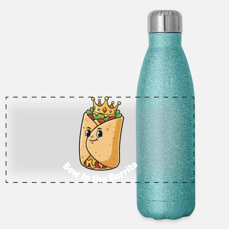 Couronne de Burrito Roi Gourde isotherme panoramique pailletée 500 ml