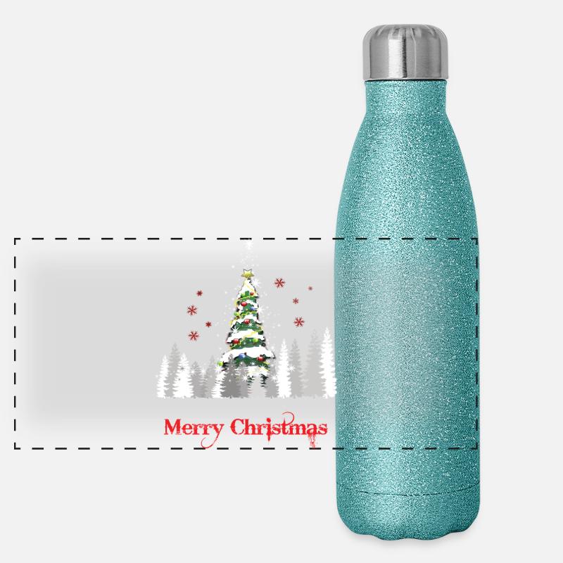 Glitzer Weihnachtsbaum Schnee - Weihnachtsgeschenk Panorama Glitzer Isolierflasche 500 ml