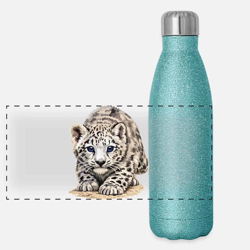 Sia Schneeleopard Panorama Glitzer Isolierflasche 500 ml