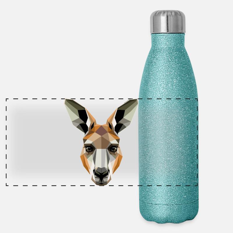 Kangaroo Australia Outback Wild Cute Kangaroos Panoramic Glitter Thermal Bottle 500 ml