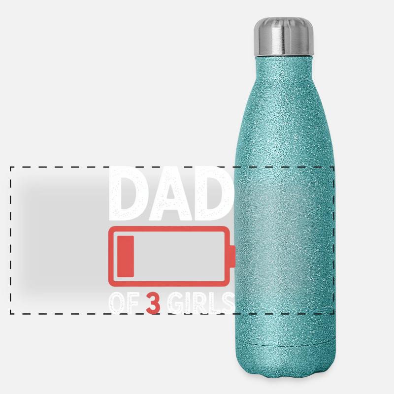 Icône de piles Papa de 3 filles Gourde isotherme panoramique pailletée 500 ml