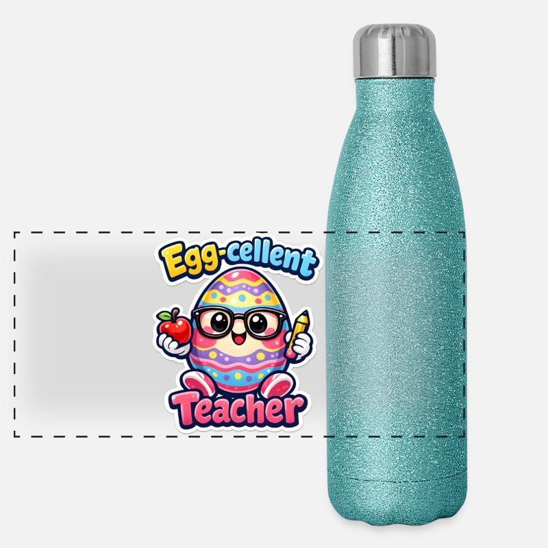 Eggcellent Teacher Cartoon Easter Egg Gourde isotherme panoramique pailletée 500 ml