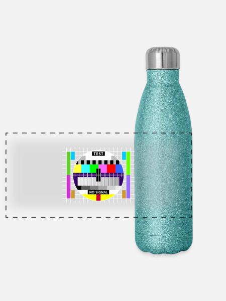 Image d’essai Télévision Écran De clôture d’émission Affichage - Gourde isotherme panoramique pailletée 500 ml - paillettes bleues - Devant