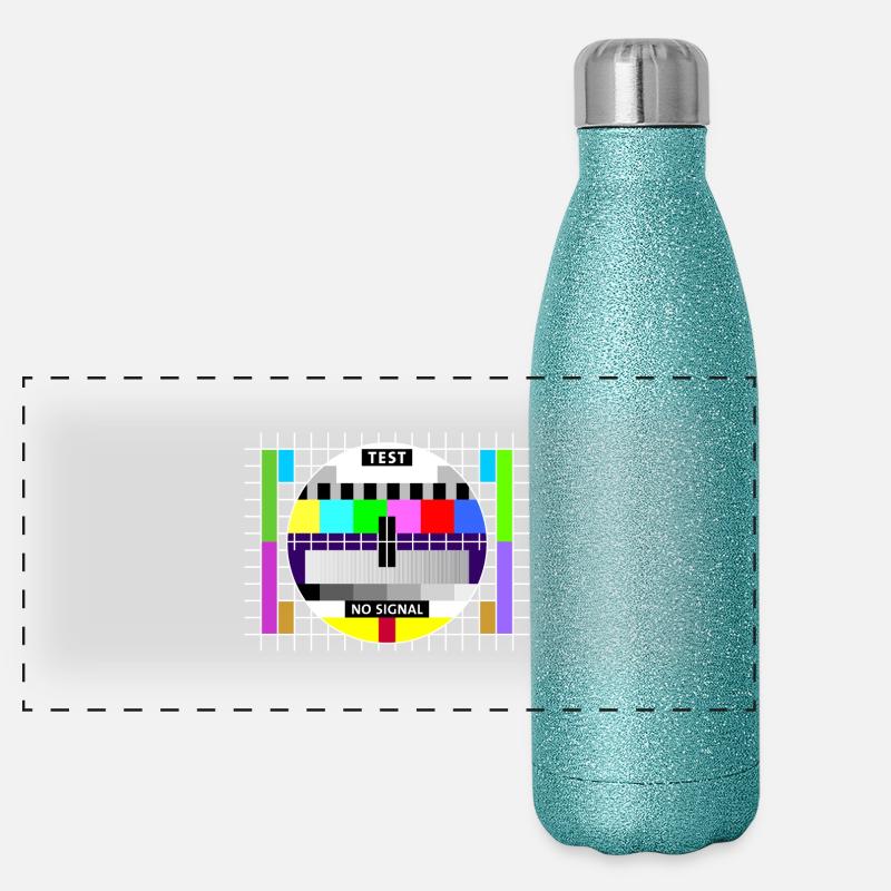 Testbild Fernsehen Bildschirm Sendeschluss Display Panorama Glitzer Isolierflasche 500 ml
