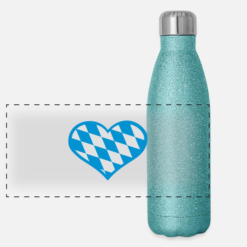 Bayern Herz Panorama Glitzer Isolierflasche 500 ml