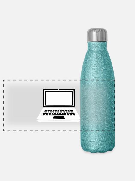 ordinateur portable - Gourde isotherme panoramique pailletée 500 ml - paillettes bleues - Devant