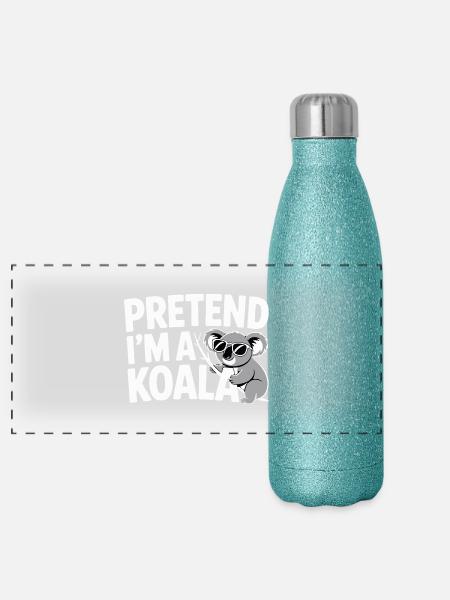Faire semblant d’être un koala - Gourde isotherme panoramique pailletée 500 ml - paillettes bleues - Devant