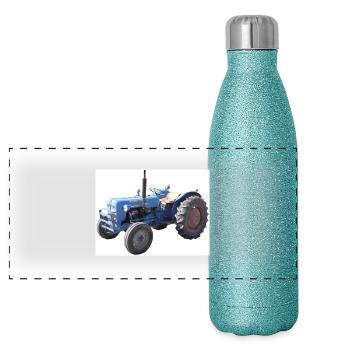 Mari's Gamle Traktor - Panoramic Glitter Thermal Bottle 500 ml - blue glitter - Front