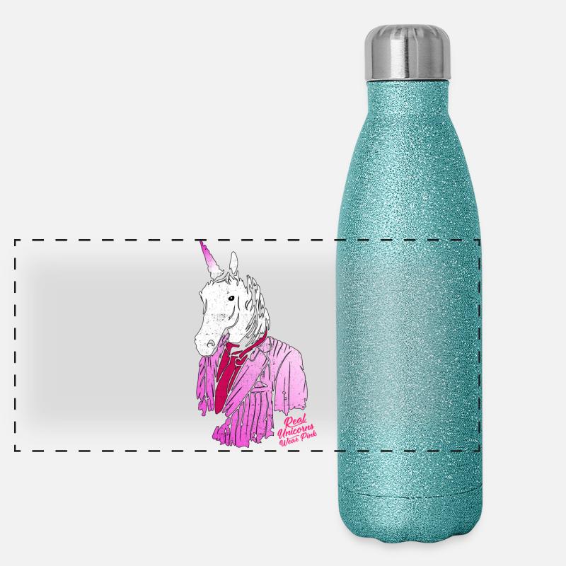 pink hipster unicorn Panorama Glitzer Isolierflasche 500 ml
