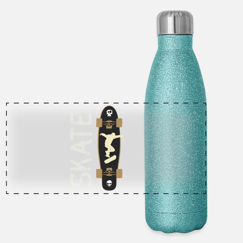 skate skateboard longboard halfpipe jump skull LOL Panoramic Glitter Thermal Bottle 500 ml