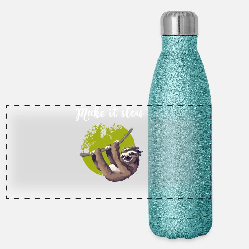 sloth make it slow paresseux nerd pc chillen Gourde isotherme panoramique pailletée 500 ml