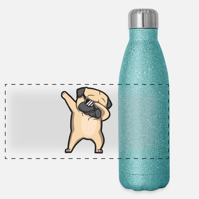 dabbing pug Panorama Glitzer Isolierflasche 500 ml