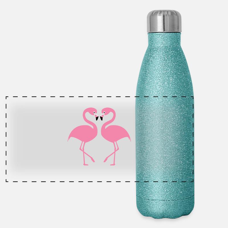 Flamingos Panorama Glitzer Isolierflasche 500 ml