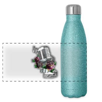 Musik - Panorama Glitzer Isolierflasche 500 ml - Blau Glitzer - Vorne