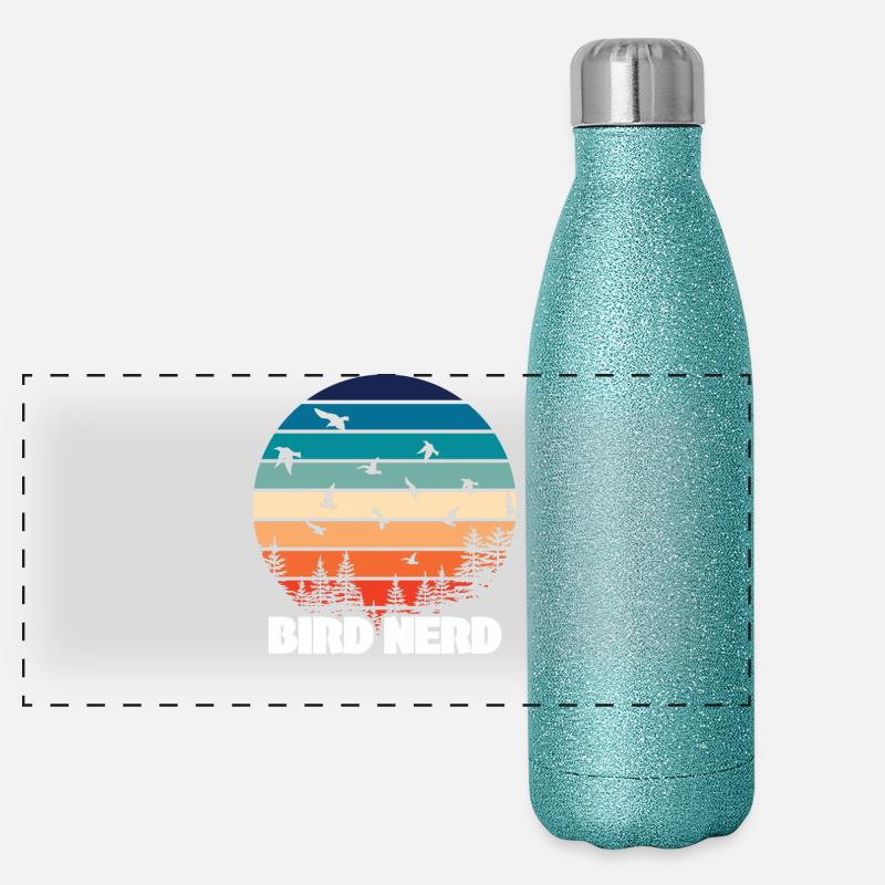 Vogelbeobachtung Vogel Nerd Panorama Glitzer Isolierflasche 500 ml
