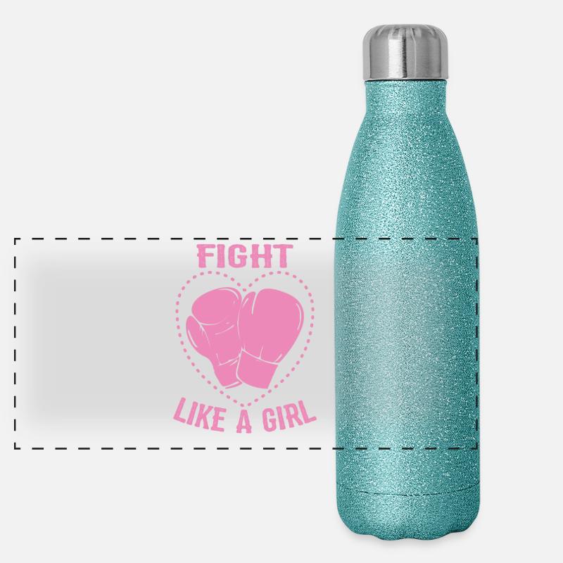 Les boxeuses se battent comme une fille Gourde isotherme panoramique pailletée 500 ml