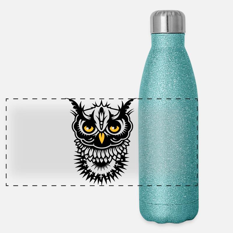 Face of an owl Panoramic Glitter Thermal Bottle 500 ml