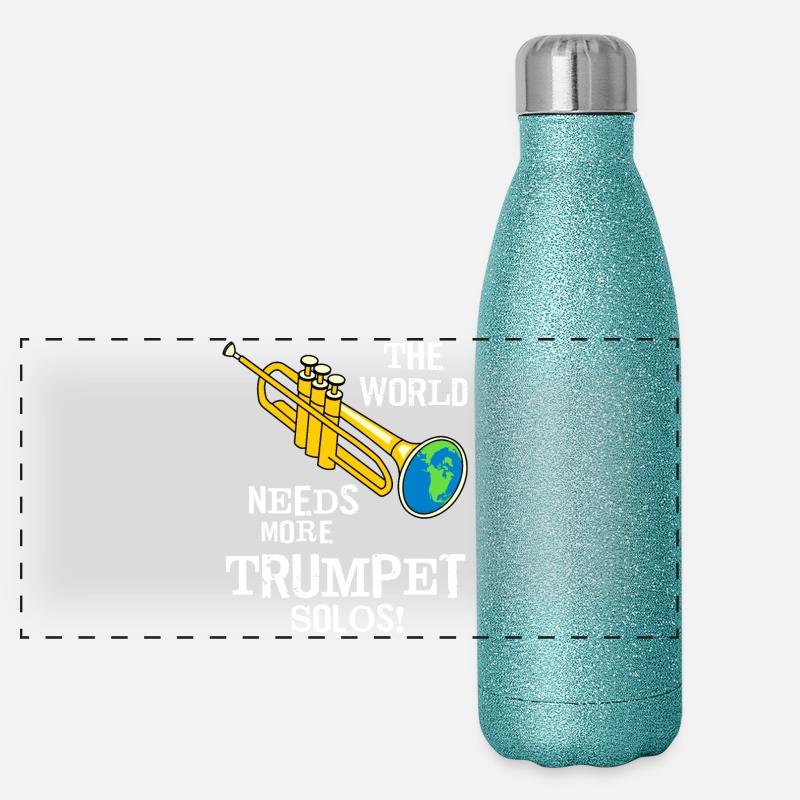 Trompete Solos Weißer Text Panorama Glitzer Isolierflasche 500 ml