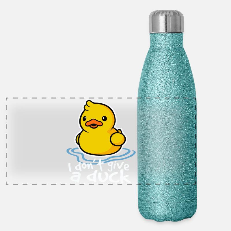 Duck - I do not Give A Duck - Panoramic Glitter Thermal Bottle 500 ml - blue glitter