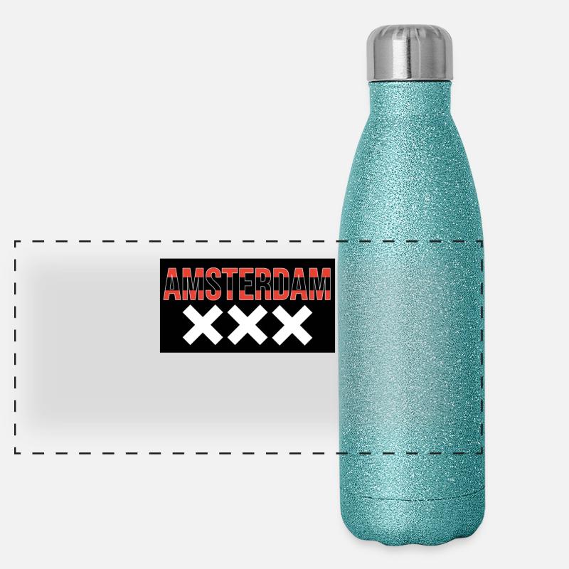 Amsterdam XXX Bold Typography Panorama Glitzer Isolierflasche 500 ml