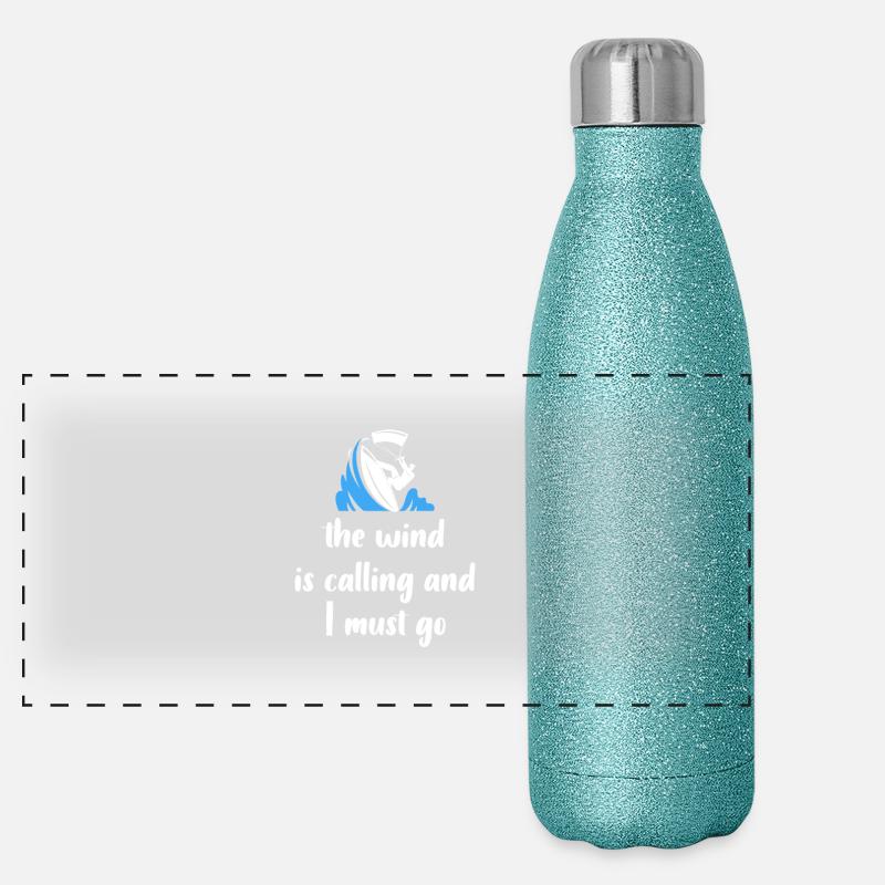 Der Wind ruft, und ich muss gehen - Kitesurfing Panorama Glitzer Isolierflasche 500 ml