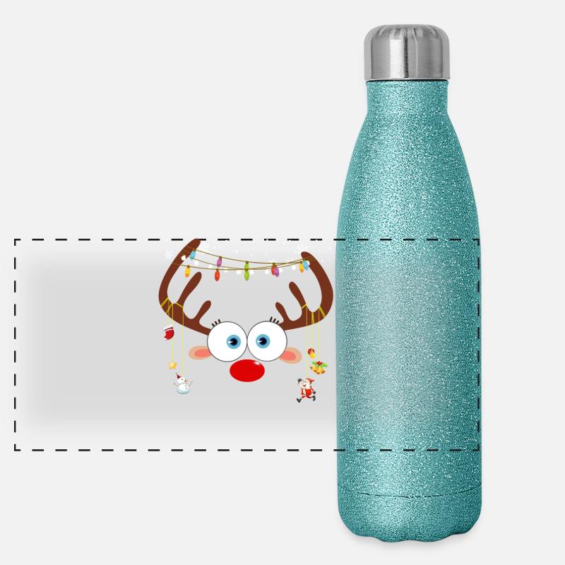 Reindeer Christmas Panoramic Glitter Thermal Bottle 500 ml