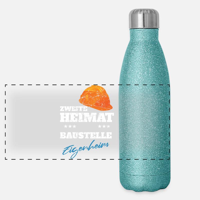 Eigenheim Haus Traumhaus - Bauherr Bauherrin Panorama Glitzer Isolierflasche 500 ml