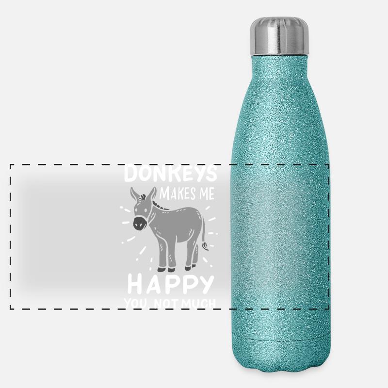 Esel Maultier Panorama Glitzer Isolierflasche 500 ml