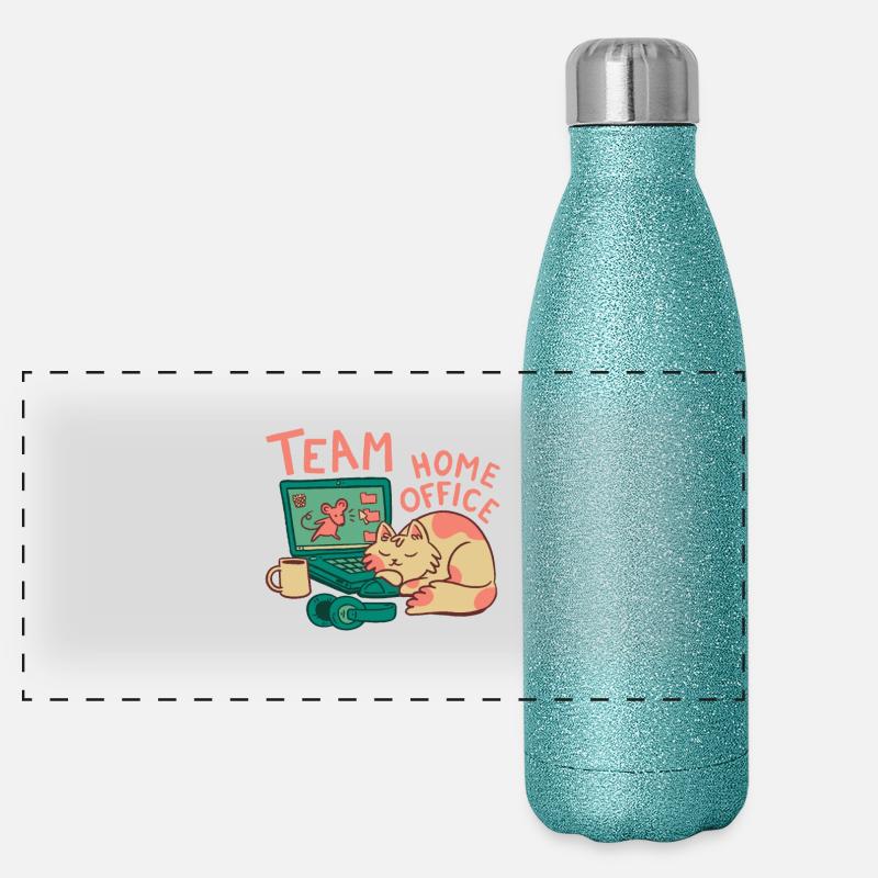 Équipe Home office chat Travail Travail Bureau Gourde isotherme panoramique pailletée 500 ml