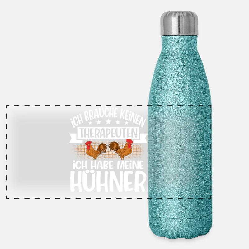Hühner Panorama Glitzer Isolierflasche 500 ml