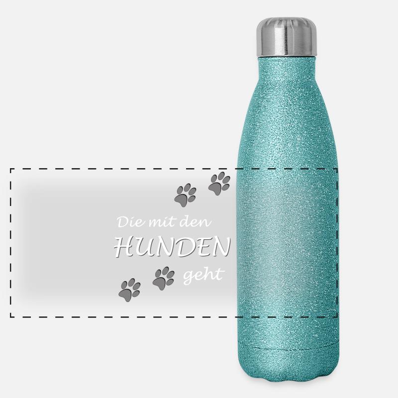 Die mit den Hunden geht, Dog Gassi Hundebesitzer Panorama Glitzer Isolierflasche 500 ml