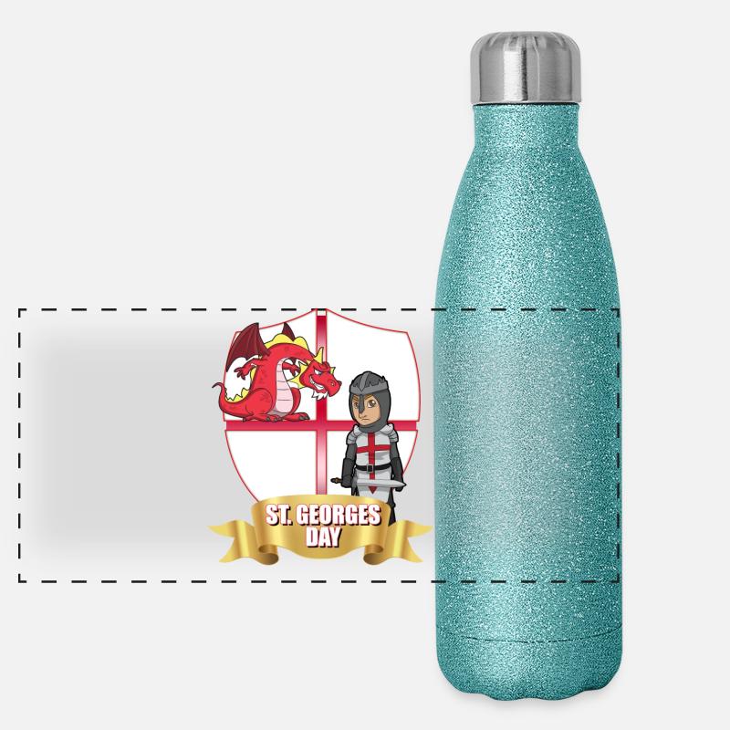 St. Georg Tag Drachenritter Panorama Glitzer Isolierflasche 500 ml