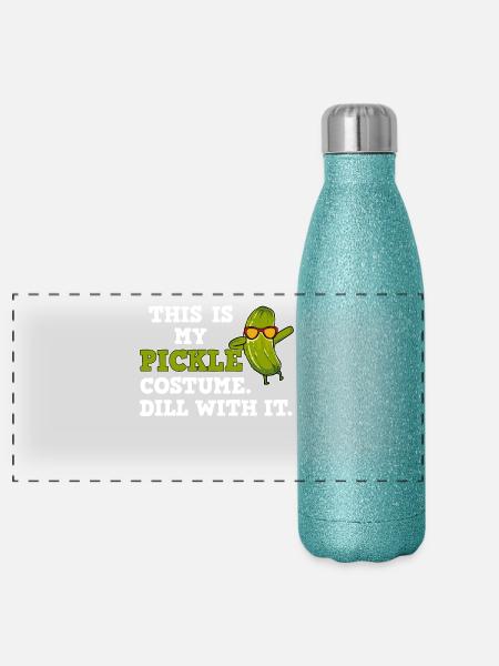 Gurken Gurke Kostüm - Panorama Glitzer Isolierflasche 500 ml - Blau Glitzer