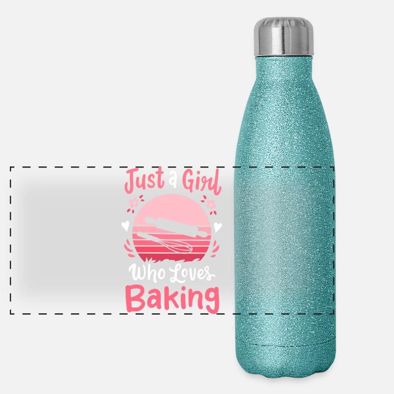 Backen Bäcker Retro Panorama Glitzer Isolierflasche 500 ml