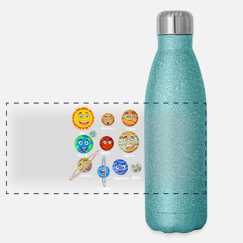 Planeten des Sonnensystems Panorama Glitzer Isolierflasche 500 ml