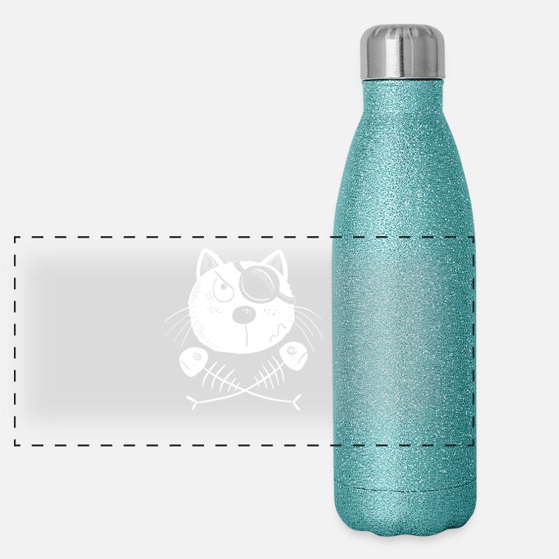 Drôle de chat pirate Gourde isotherme panoramique pailletée 500 ml