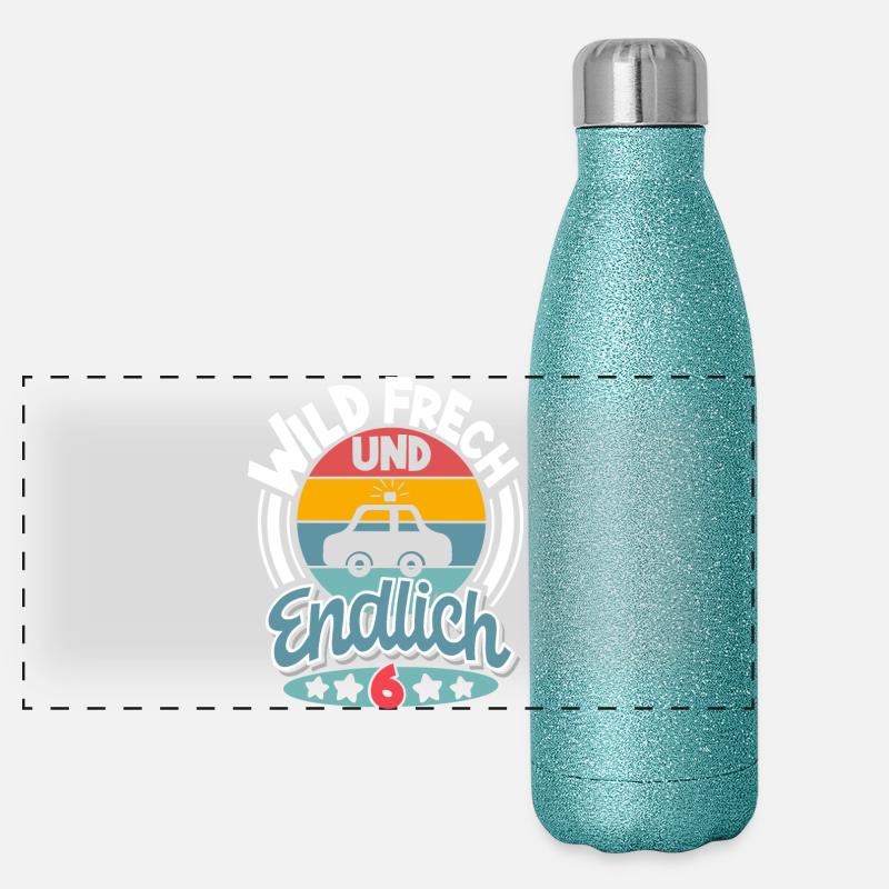 6 Jahre Kinder Polizeiauto Panorama Glitzer Isolierflasche 500 ml