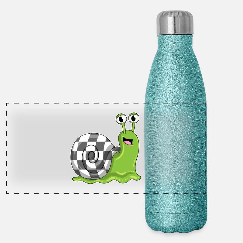 Escargot jouant aux échecs avec échiquier Gourde isotherme panoramique pailletée 500 ml