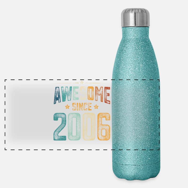 2006 Né 18e anniversaire Année de naissance Gourde isotherme panoramique pailletée 500 ml