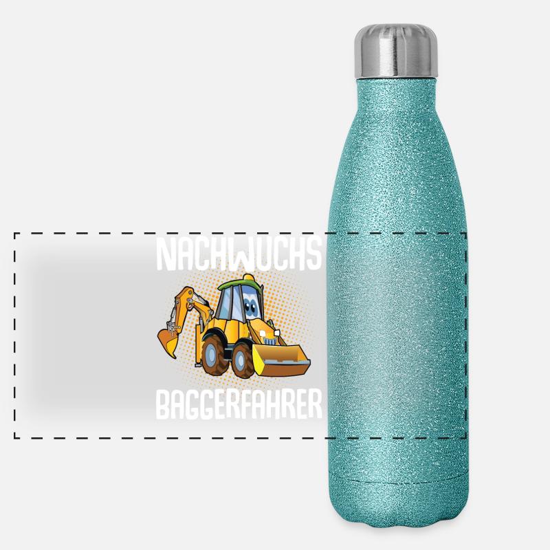 Nachwuchs Baggerfahrer Panorama Glitzer Isolierflasche 500 ml