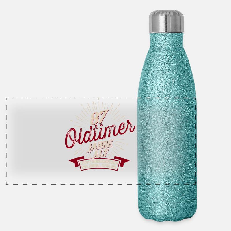 87. Geburtstag Oldtimer Panorama Glitzer Isolierflasche 500 ml