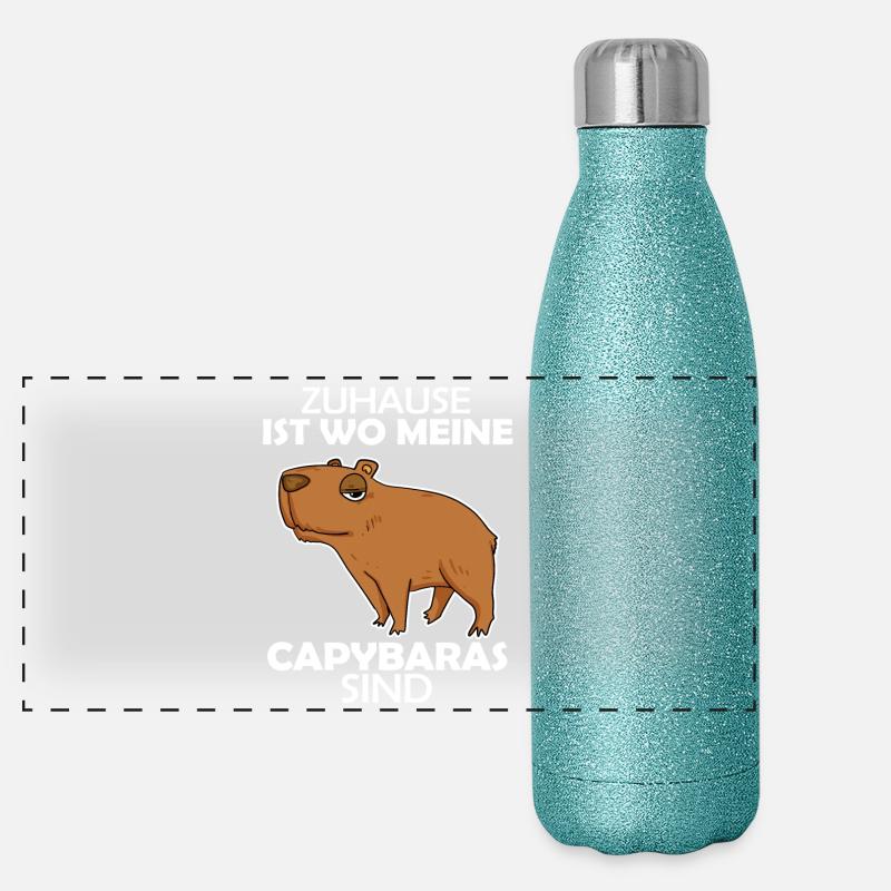 Capybara Panorama Glitzer Isolierflasche 500 ml