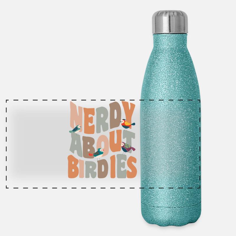 Vögel nerdig über Birdies Panorama Glitzer Isolierflasche 500 ml